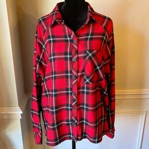 Wild Fable Plaid Flannel Oversized Button Up with Pockets
